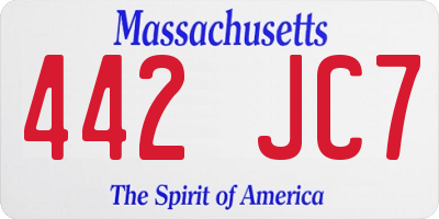 MA license plate 442JC7