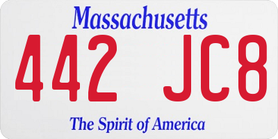 MA license plate 442JC8