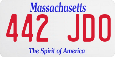 MA license plate 442JD0
