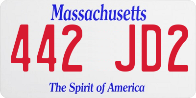 MA license plate 442JD2