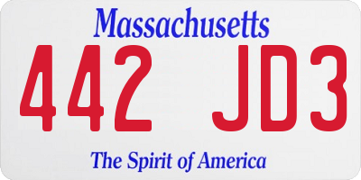 MA license plate 442JD3