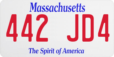 MA license plate 442JD4