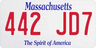 MA license plate 442JD7