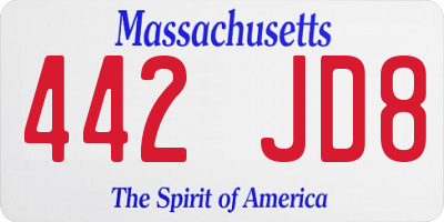 MA license plate 442JD8