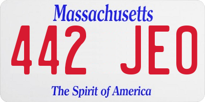 MA license plate 442JE0