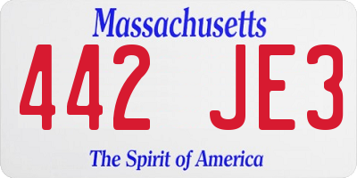 MA license plate 442JE3