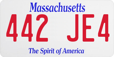 MA license plate 442JE4