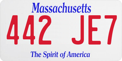 MA license plate 442JE7