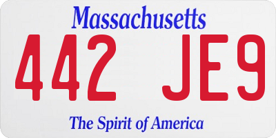 MA license plate 442JE9