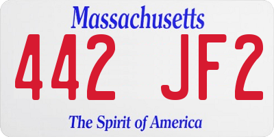 MA license plate 442JF2