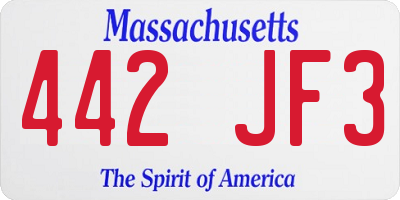 MA license plate 442JF3