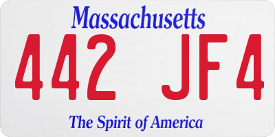 MA license plate 442JF4