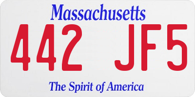 MA license plate 442JF5