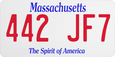 MA license plate 442JF7