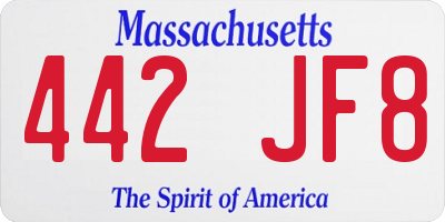 MA license plate 442JF8