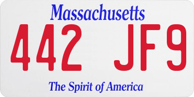 MA license plate 442JF9