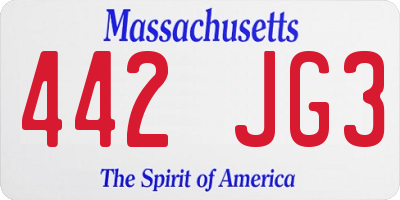 MA license plate 442JG3