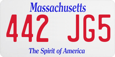 MA license plate 442JG5