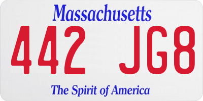 MA license plate 442JG8