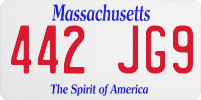 MA license plate 442JG9