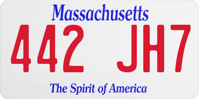 MA license plate 442JH7