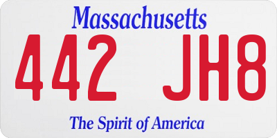 MA license plate 442JH8