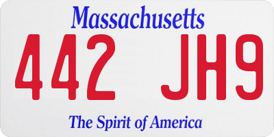 MA license plate 442JH9