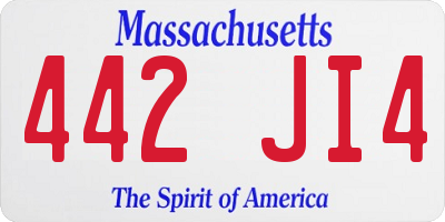 MA license plate 442JI4