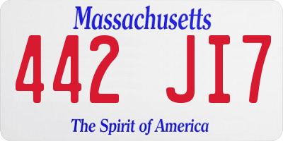 MA license plate 442JI7