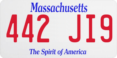 MA license plate 442JI9
