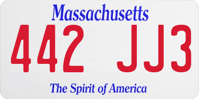 MA license plate 442JJ3