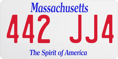 MA license plate 442JJ4