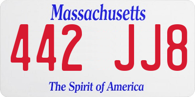 MA license plate 442JJ8