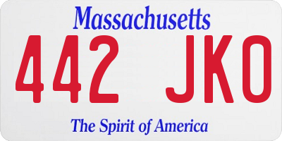 MA license plate 442JK0