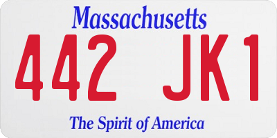 MA license plate 442JK1