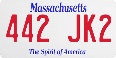 MA license plate 442JK2