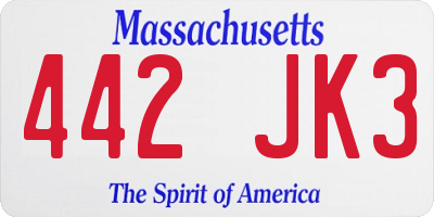 MA license plate 442JK3