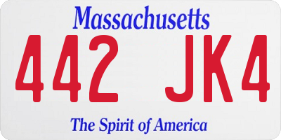 MA license plate 442JK4