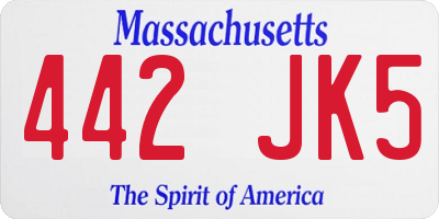 MA license plate 442JK5