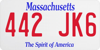 MA license plate 442JK6