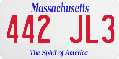 MA license plate 442JL3