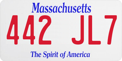 MA license plate 442JL7