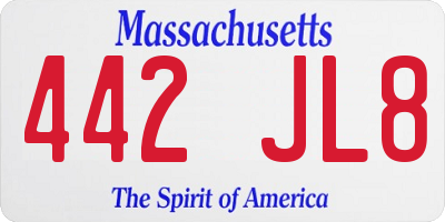 MA license plate 442JL8