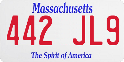 MA license plate 442JL9