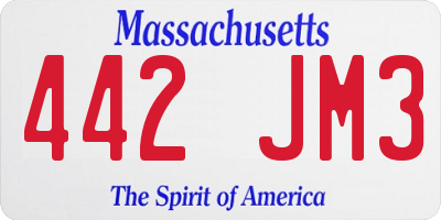 MA license plate 442JM3