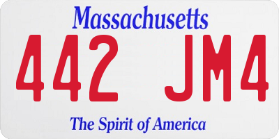 MA license plate 442JM4
