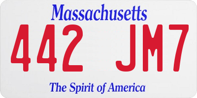 MA license plate 442JM7