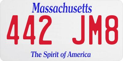 MA license plate 442JM8