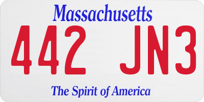 MA license plate 442JN3