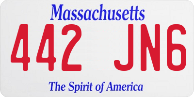 MA license plate 442JN6